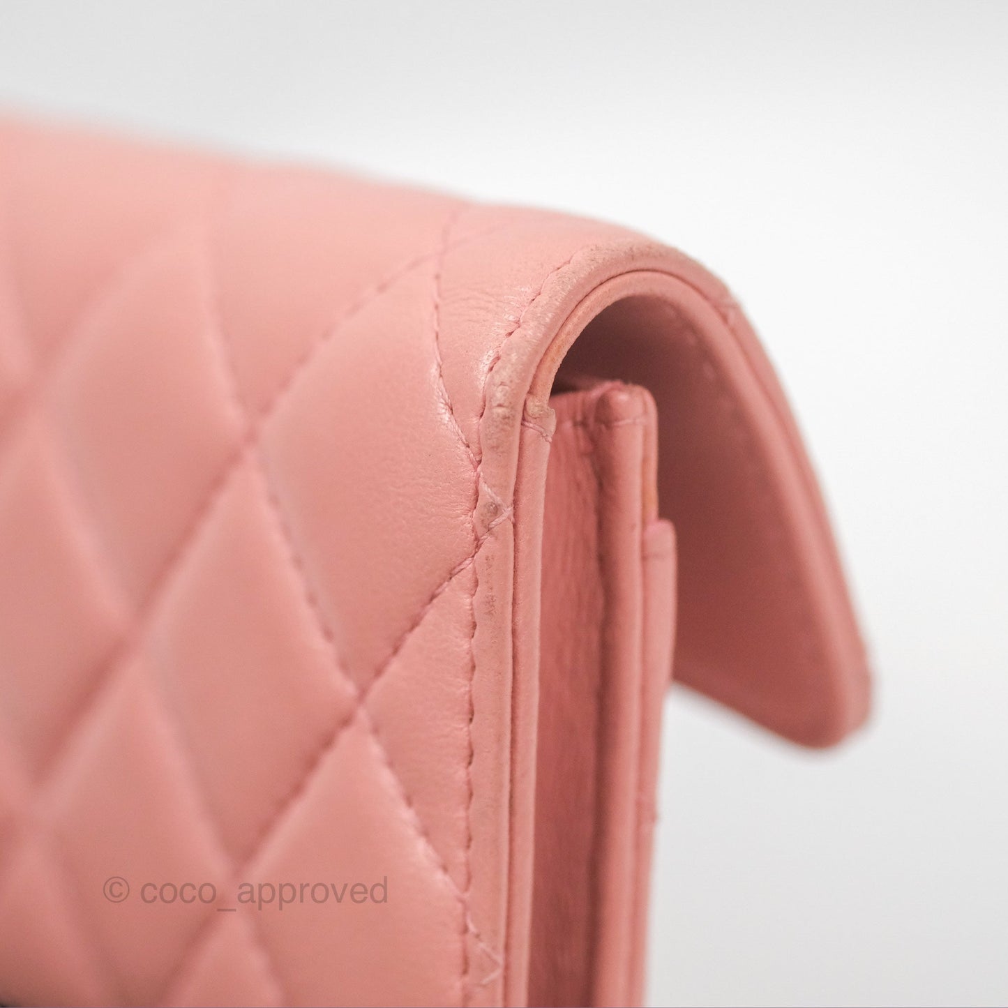 Chanel Quilted Flap Card Holder Pink Lambskin Gold Hardware