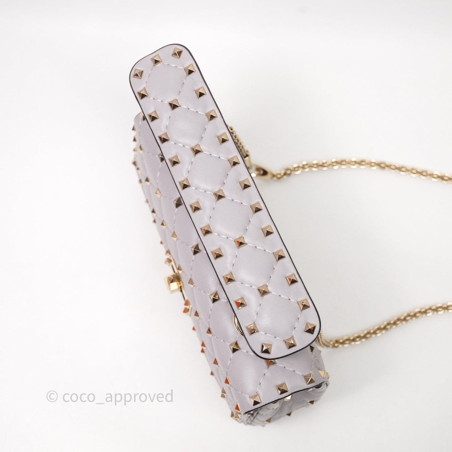Valentino Small Nappa Rockstud Spike Bag Grey Gold Hardware