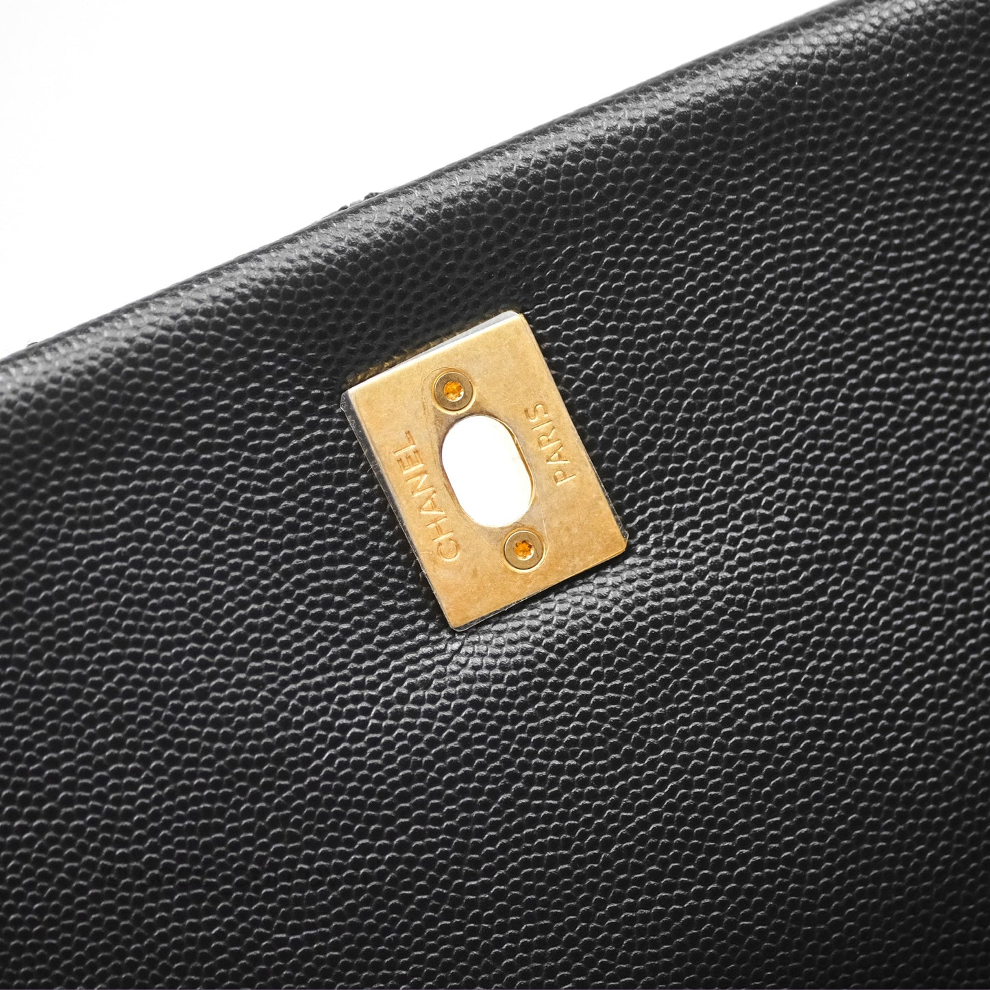 Chanel Medium Coco Handle Quilted Black Caviar Lizard Handle Gold Hardware