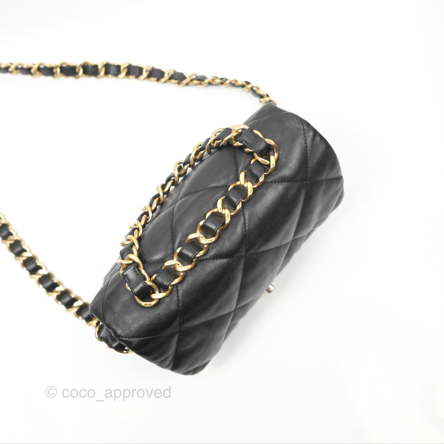 Chanel Chain Handle Flap Bag Black Goatskin Gold Hardware