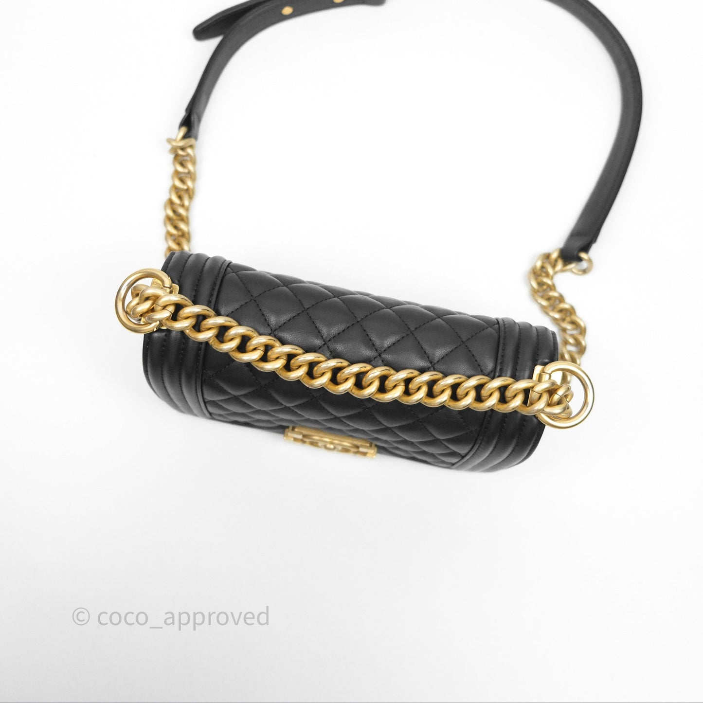 Chanel Small Boy Black Lambskin Aged Gold Hardware