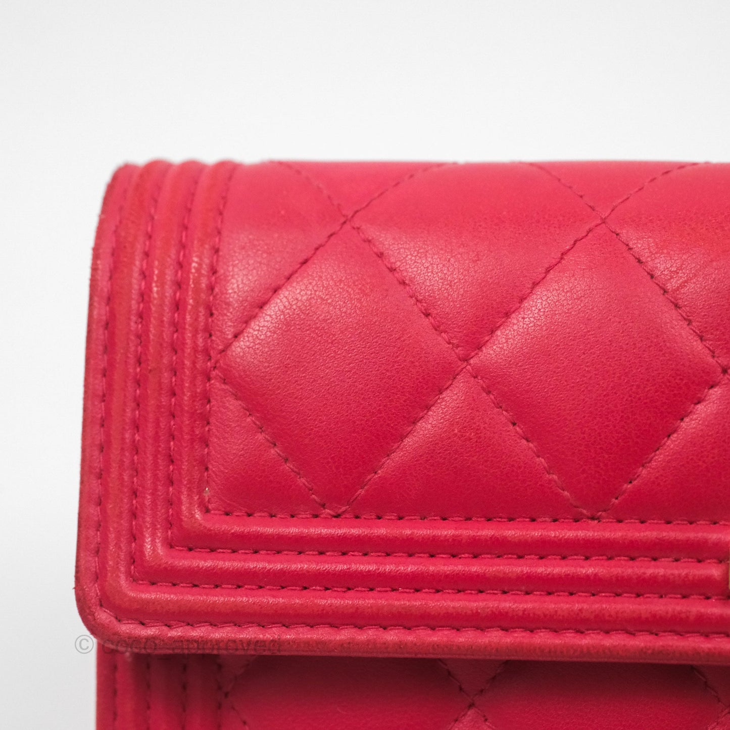 Chanel Quilted Boy Flap Long Wallet Red Lambskin Gold Hardware