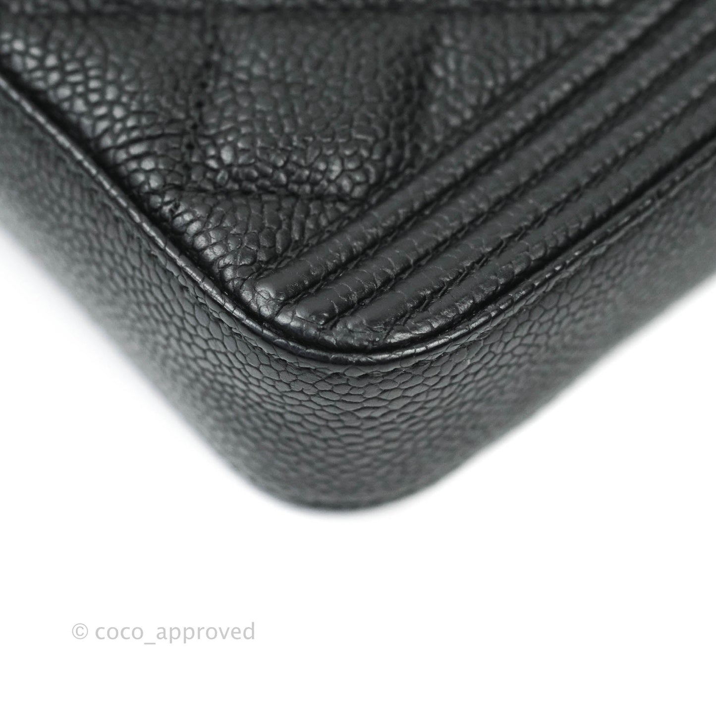 Chanel Le Boy Double Zip Wallet On Chain Caviar Black Aged Gold Hardware