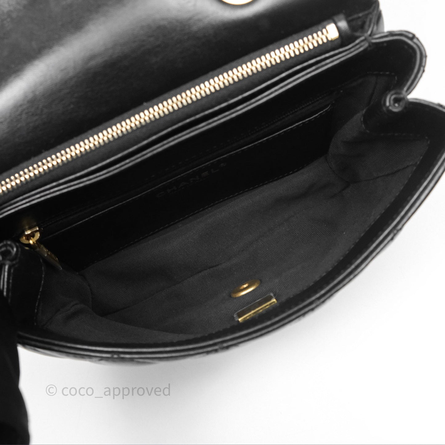 Chanel Small All Slide Adjustable Chain Flap Bag Black Lambskin Aged Gold Hardware 22K