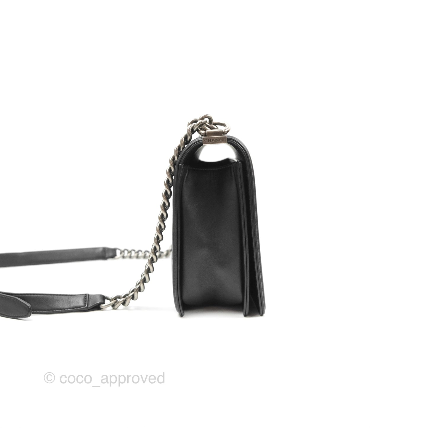 Chanel Quilted New Medium Boy Black Lambskin Ruthenium Hardware