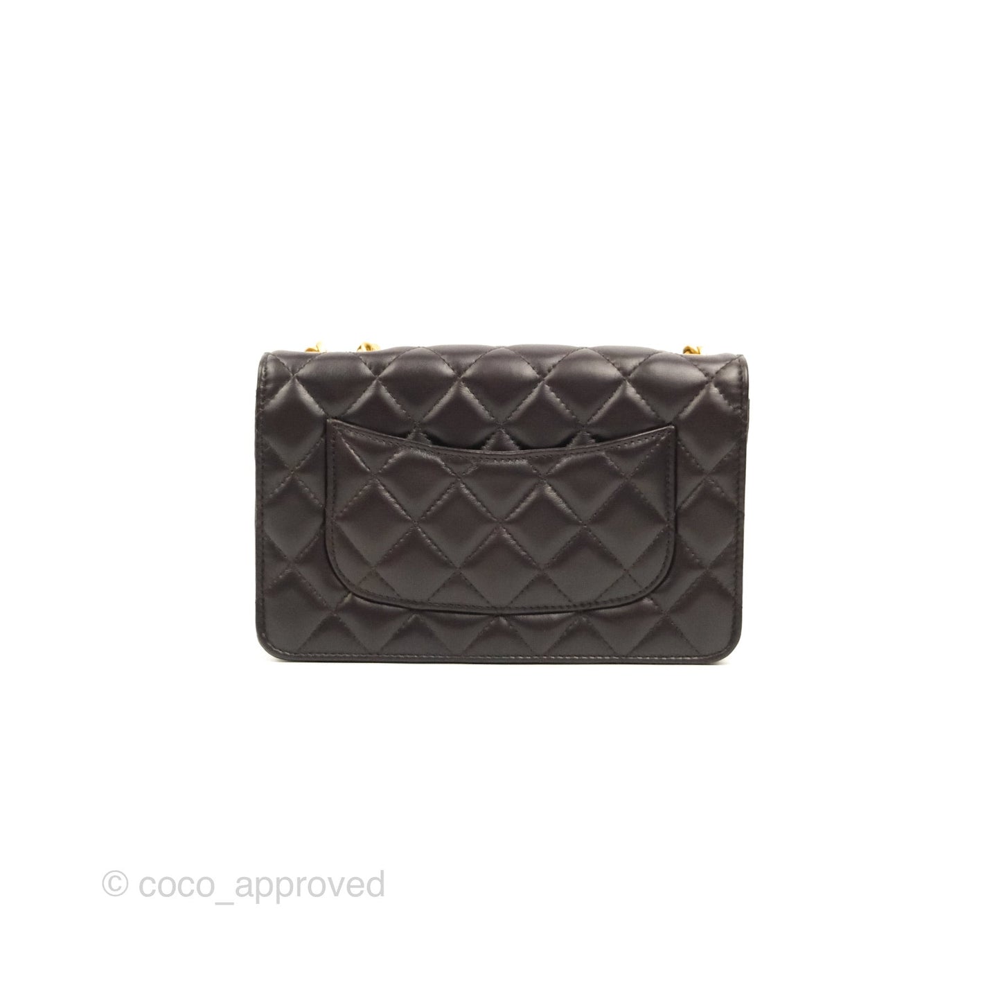 Chanel Quilted Wallet on Chain WOC Adjustable Chain Brown Lambskin Aged Gold Hardware 22K