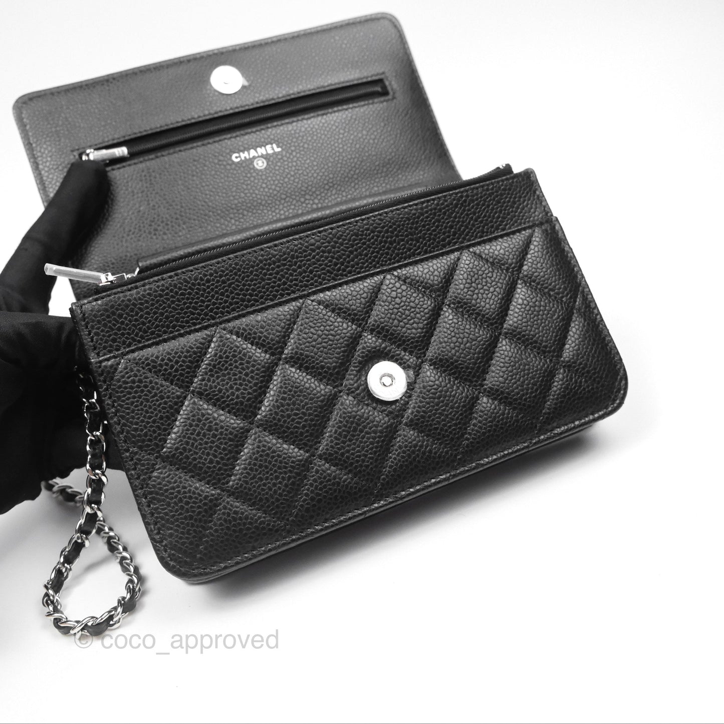 Chanel Quilted Classic WOC Black Caviar Silver Hardware