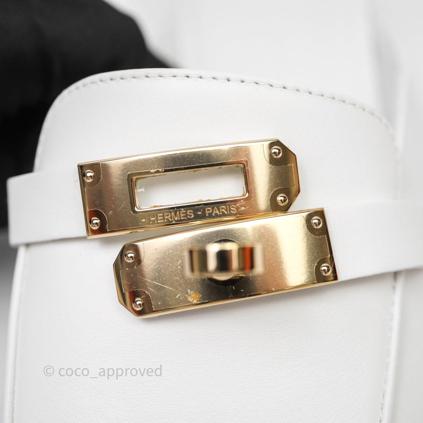 Hermès Oz Velvet Mules White Calfskin Gold Hardware Size 36.5