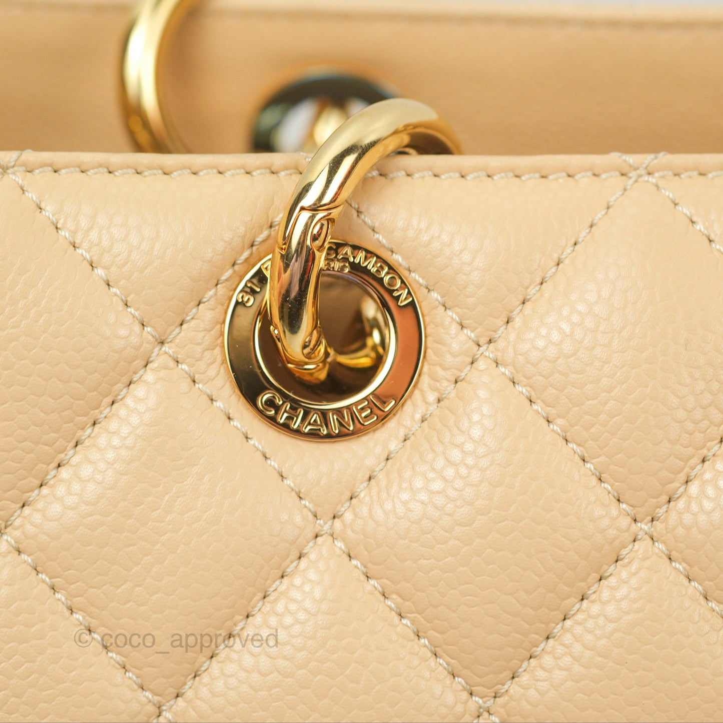 Chanel GST Beige Caviar Gold Hardware