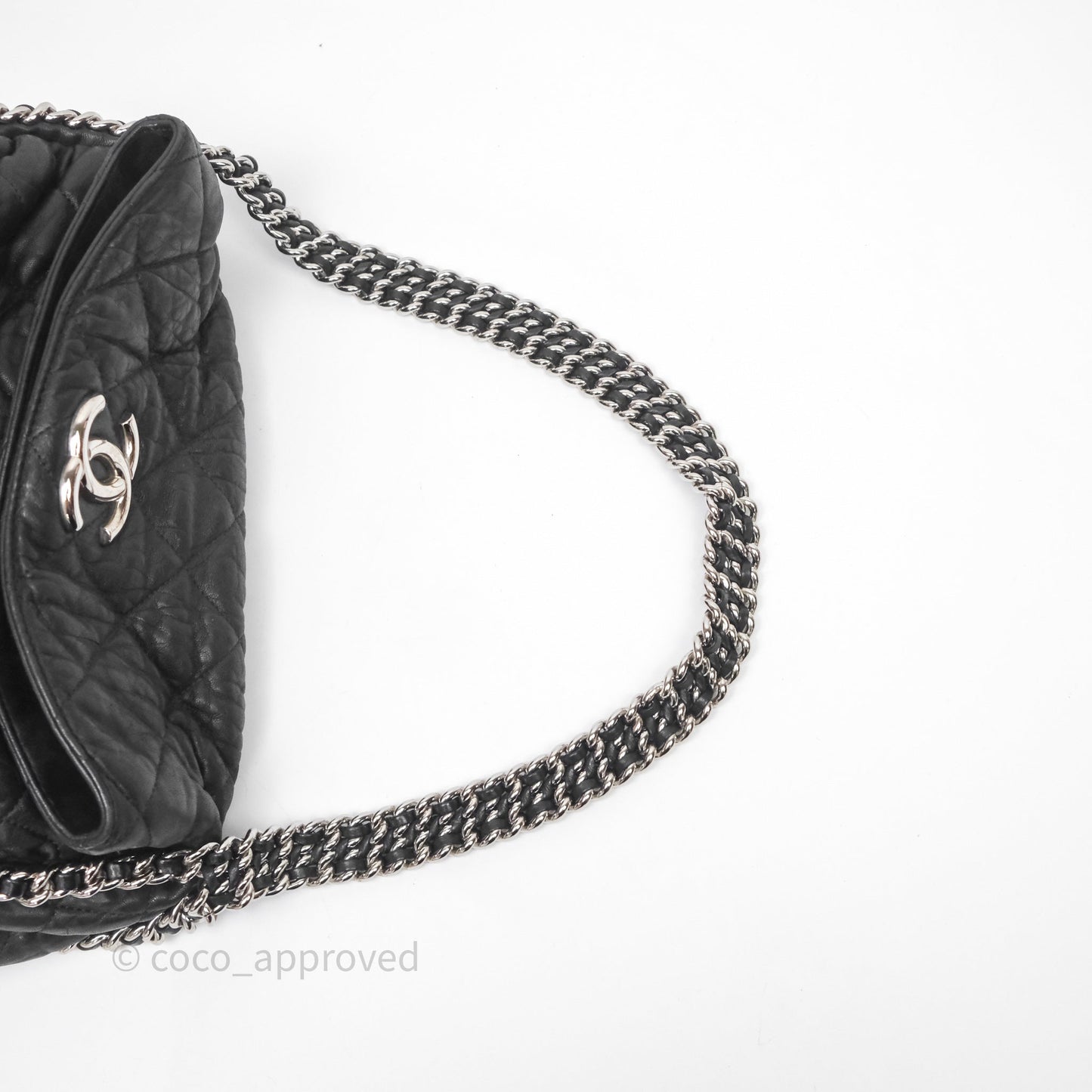 Chanel Chain Around Calfskin Hobo Black Silver Hardware