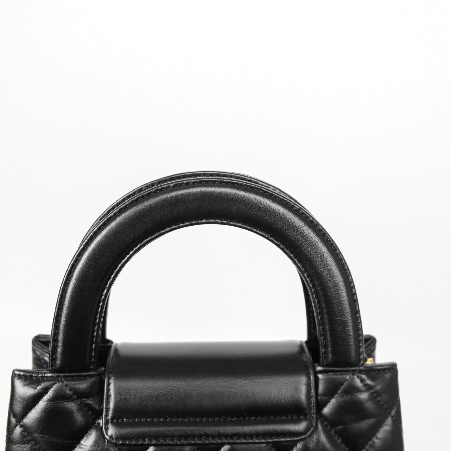 Chanel Kelly Bag Quilted Black Shiny Crumpled Calfskin Aged Gold Hardware