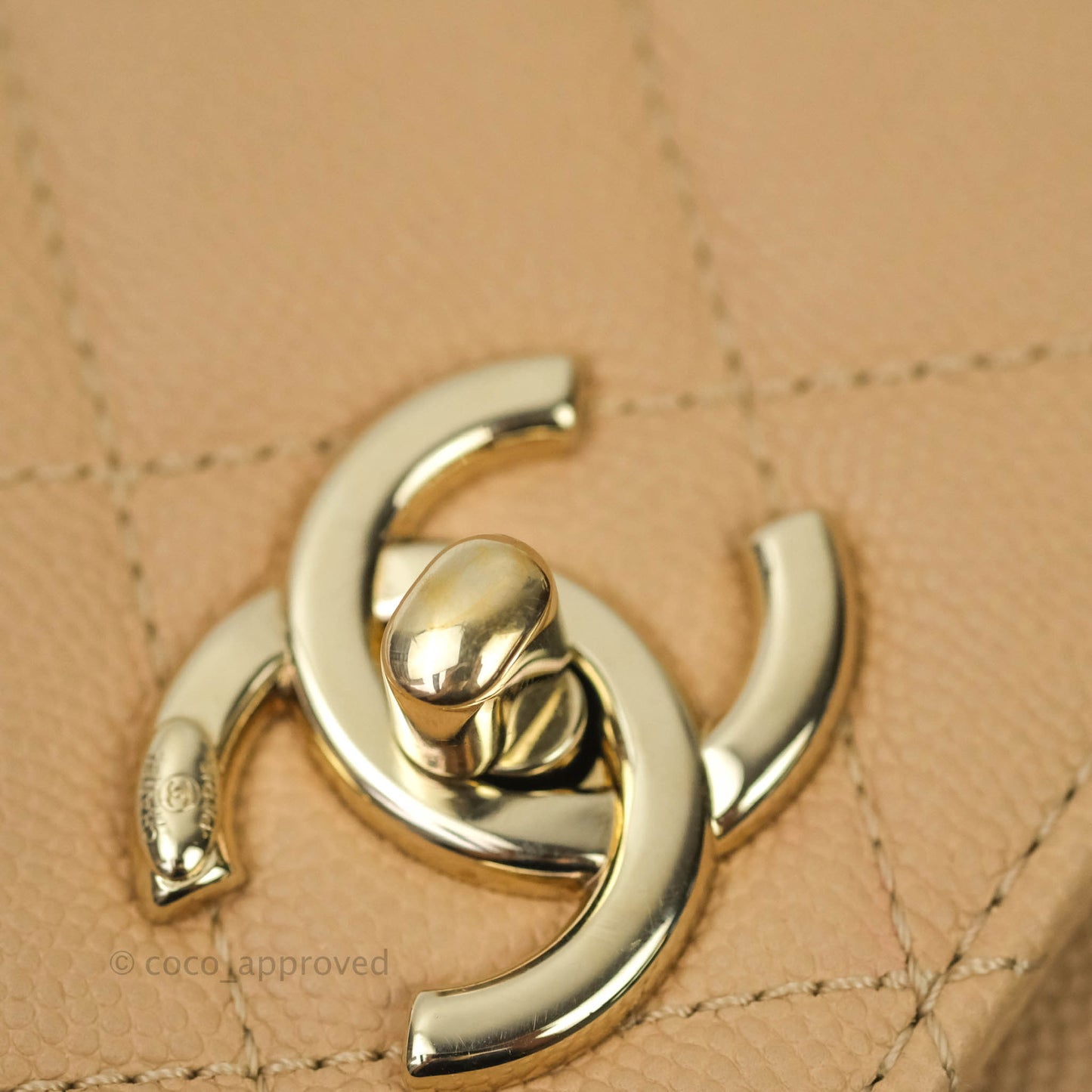 Chanel Quilted Small Business Affinity Flap Beige Caviar Light Gold Hardware