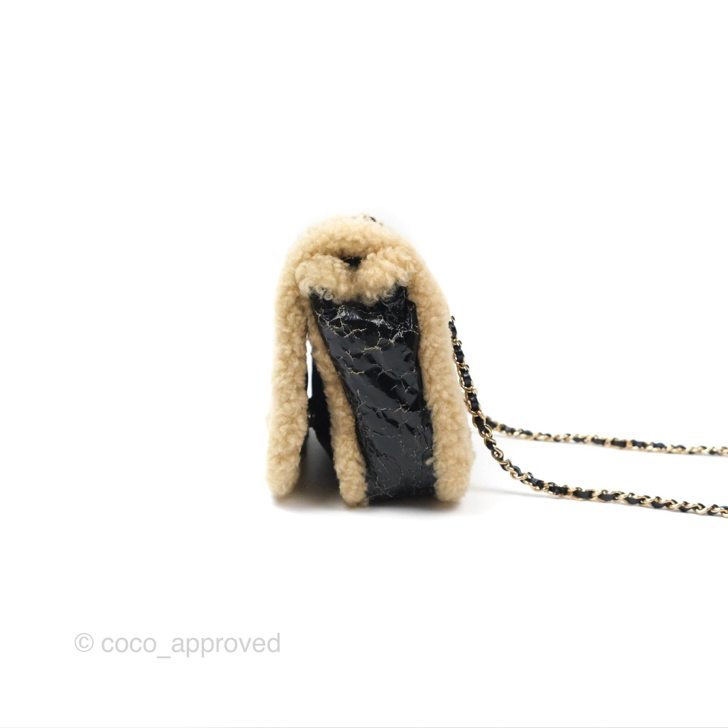 Chanel Mania CC Shearling Flap Bag Black Crumpled Glazed Sheepskin