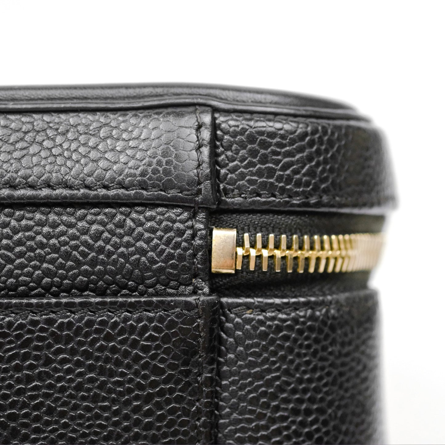 Chanel Quilted Medium CC Filigree Vanity Case Black Caviar Gold Hardware