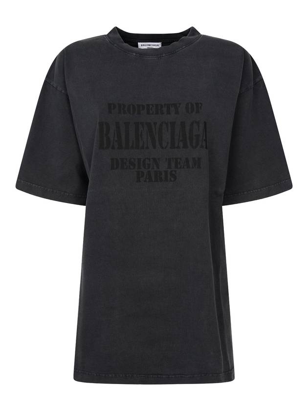 Luxury Balenciaga Logo Print Short Sleeve T-Shirt Washed Black