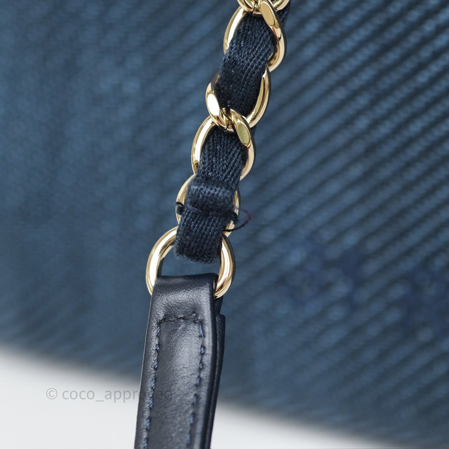 Chanel Medium Deauville Tote Navy Raffia Gold Hardware
