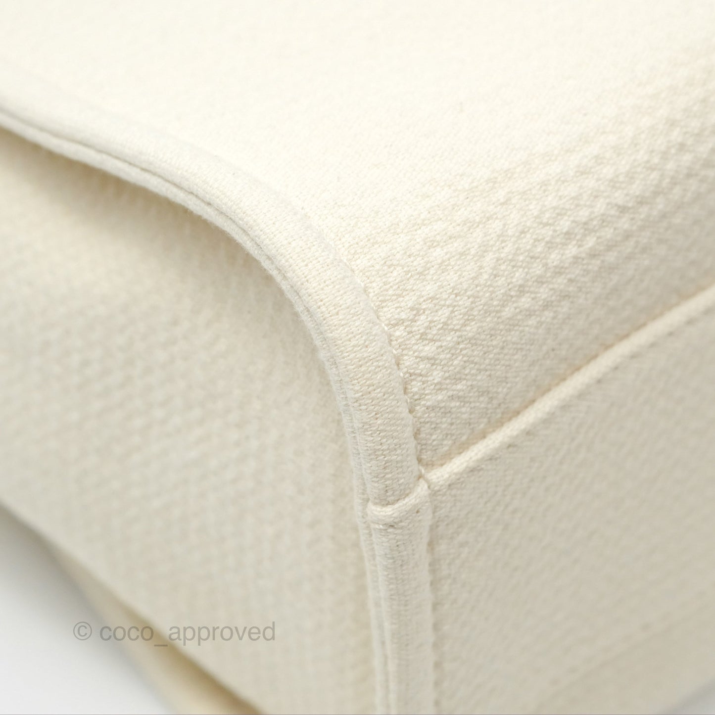 Chanel Medium Deauville Tote Ivory Cotton Silver Hardware