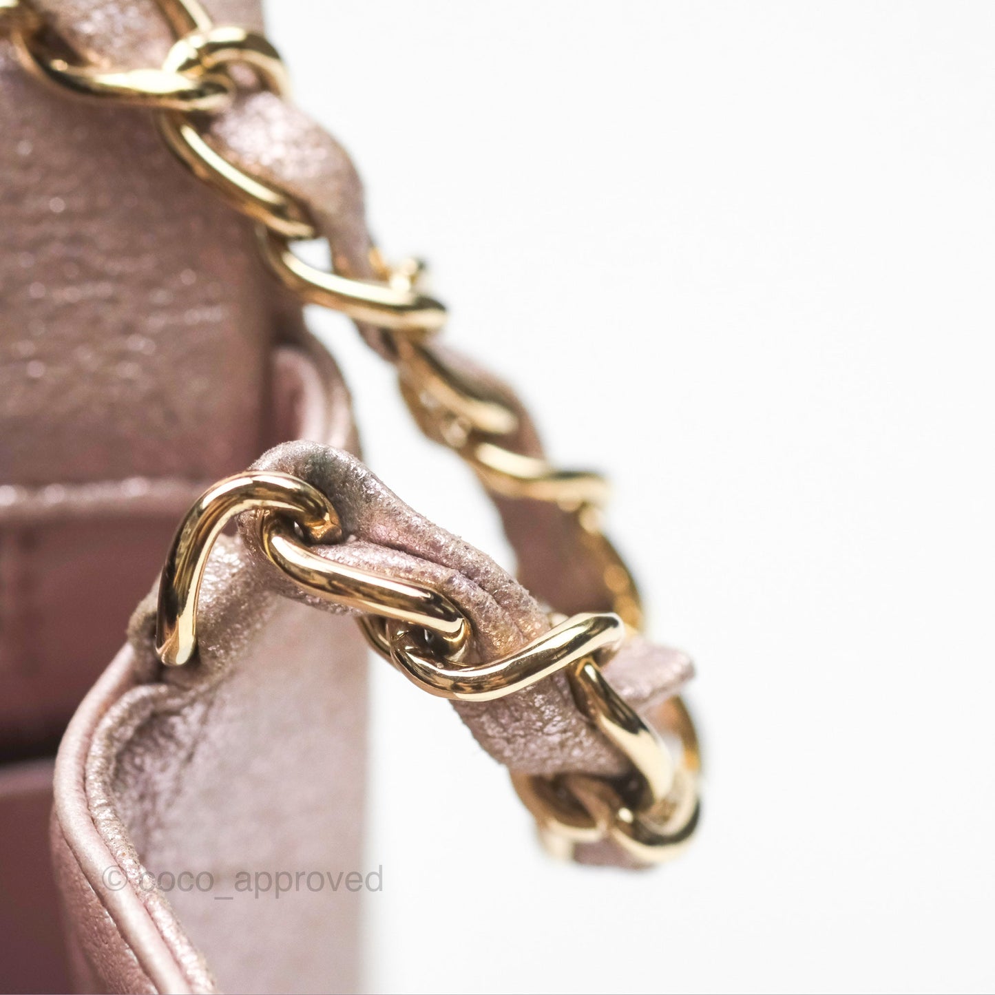 Chanel Mini Square Metallic Rose Gold Goatskin Gold Hardware 14B