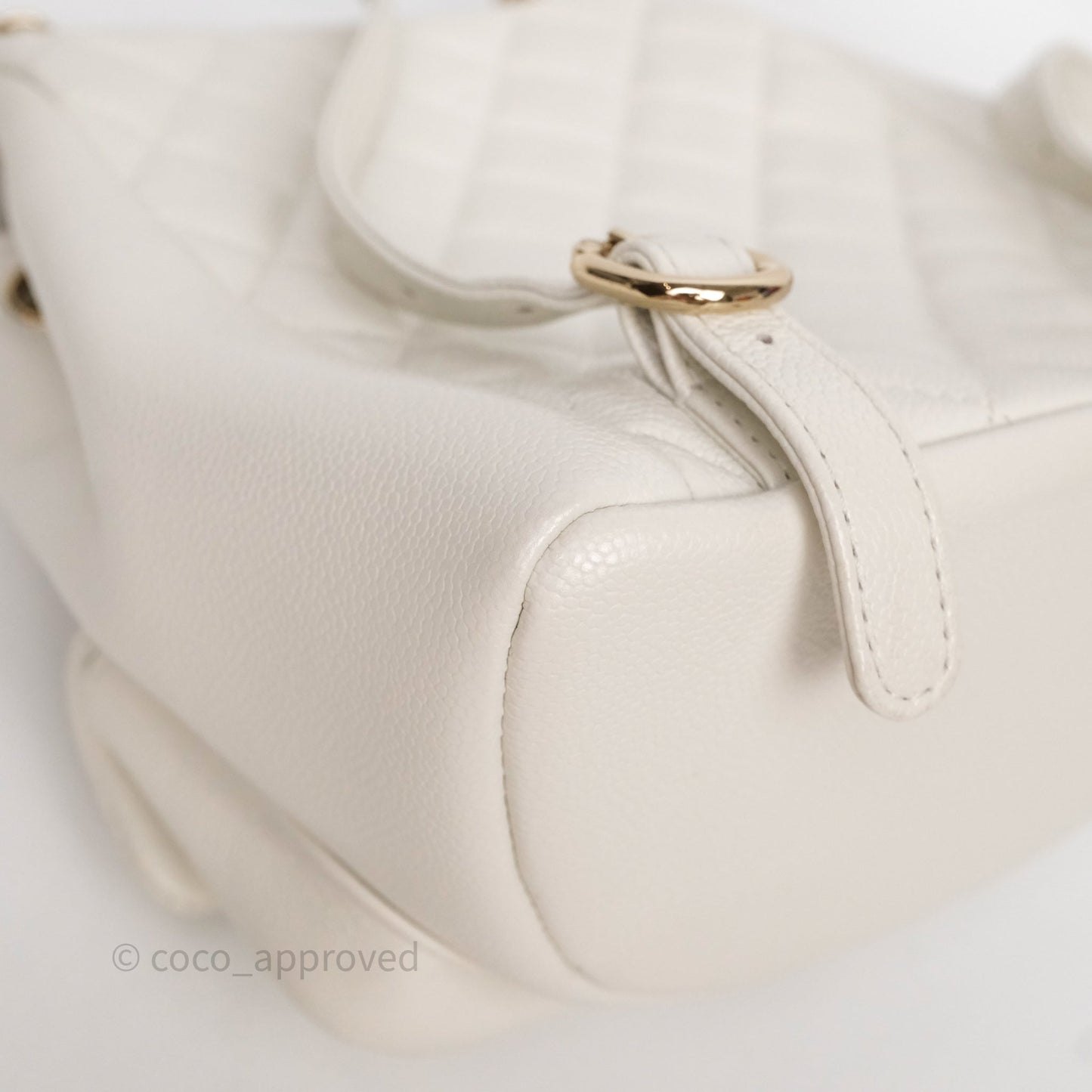 Chanel Duma Backpack Medium White Caviar Gold Hardware