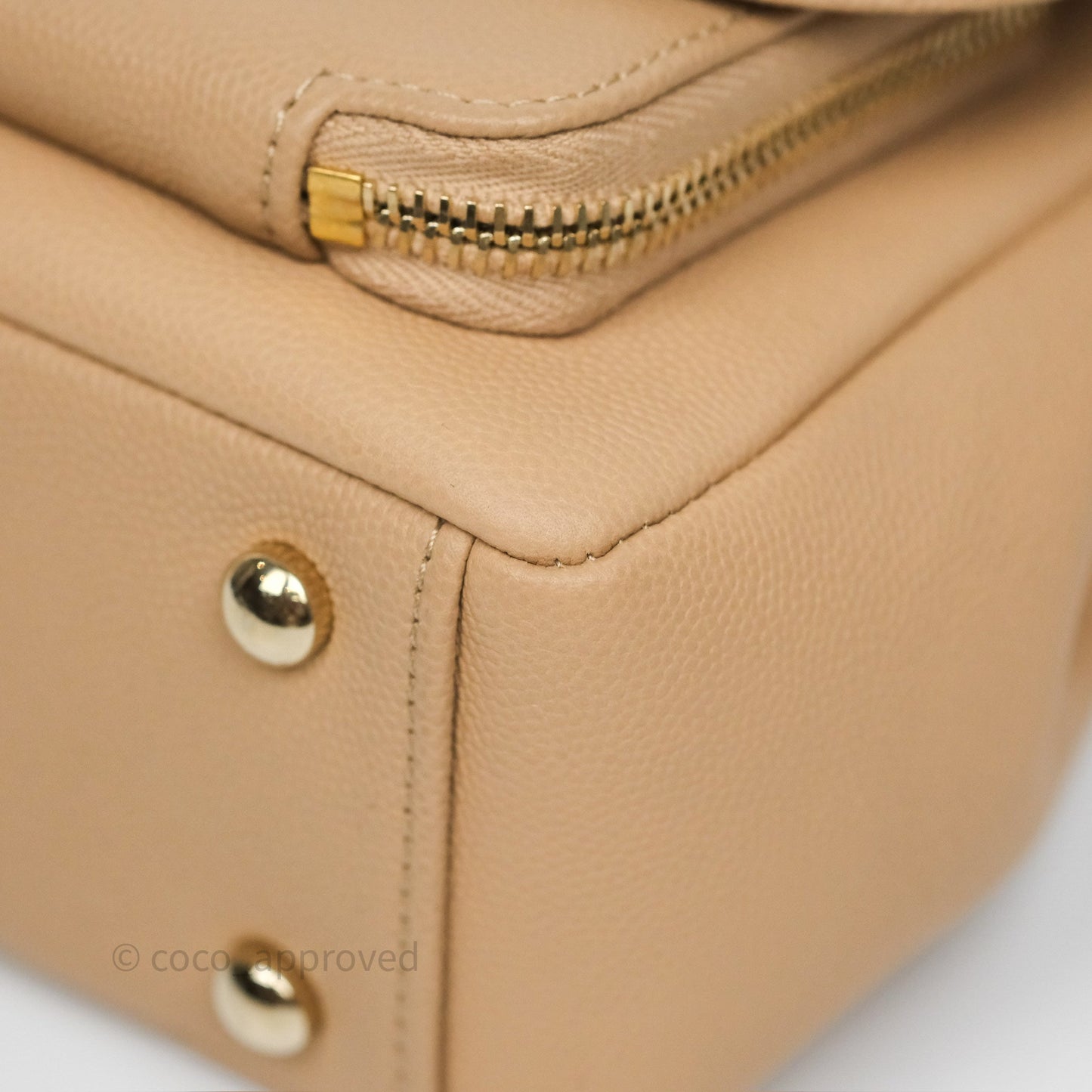 Chanel Small Business Affinity Flap Quilted Beige Caviar Gold Hardware