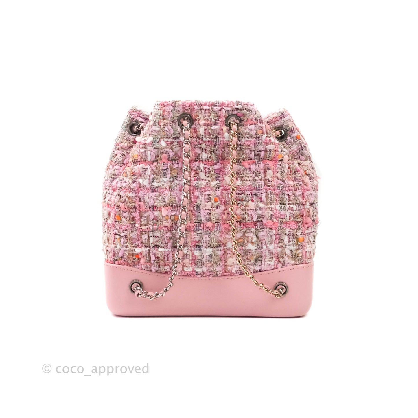 Chanel Gabrielle Small Backpack Pink Tweed Aged Calfskin