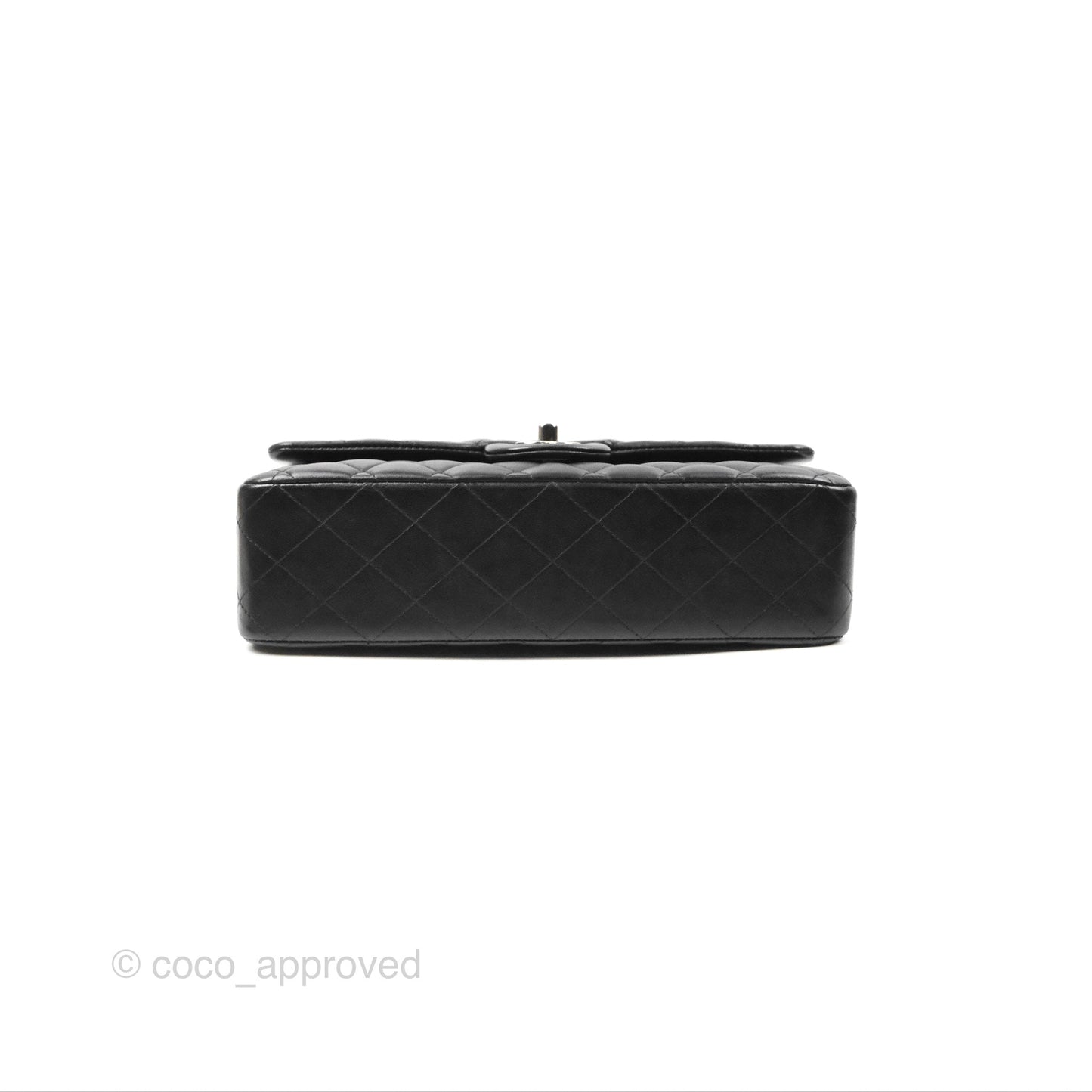Chanel Classic M/L Medium Flap Quilted Black Lambskin Silver Hardware