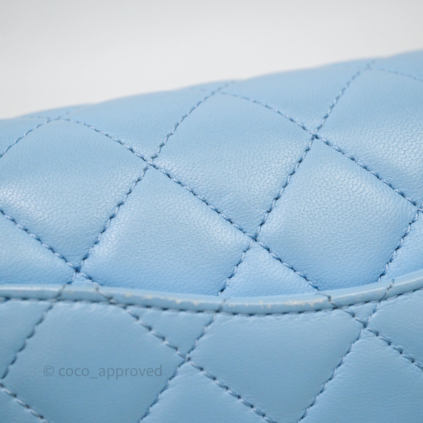 Chanel Mini Rectangular Pearl Crush Quilted Blue Lambskin Aged Gold Hardware