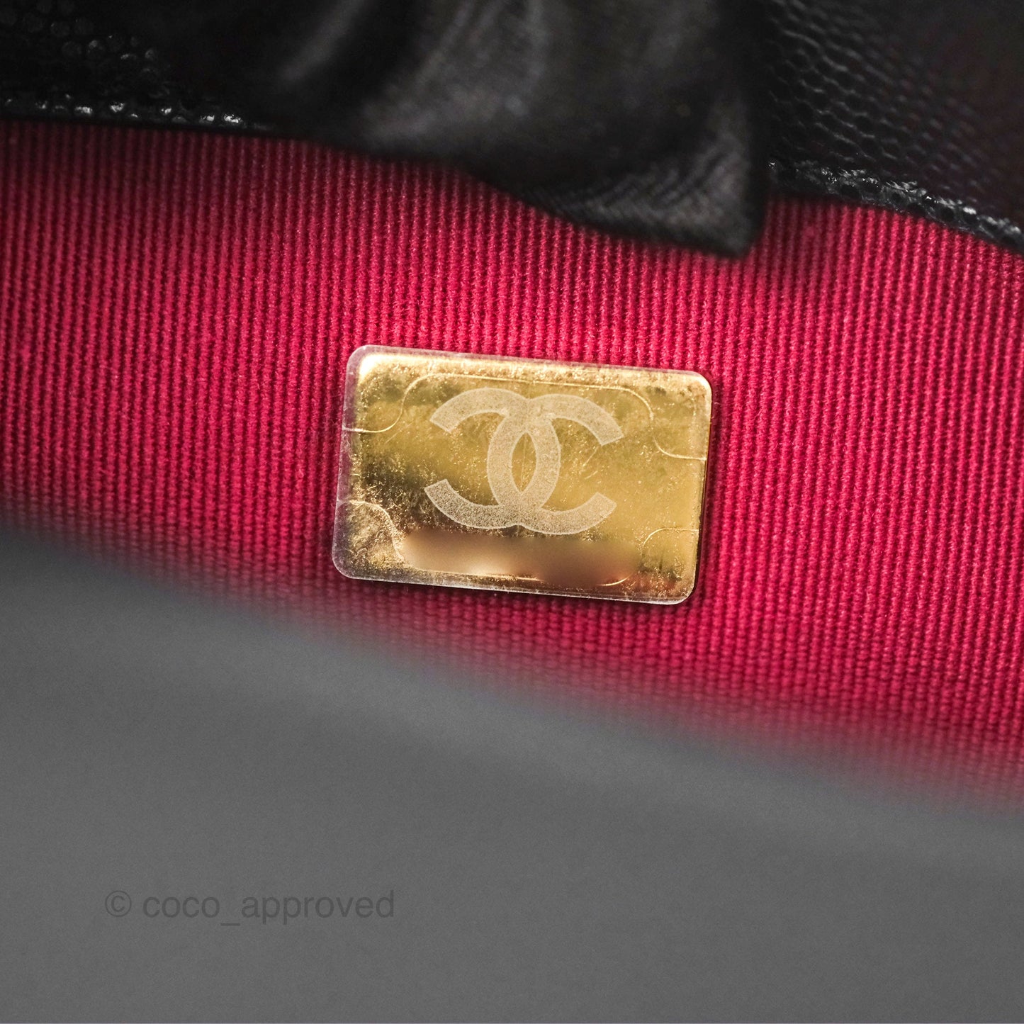 Chanel Mini Flap with Coin Charm Black Caviar Aged Gold Hardware 22A