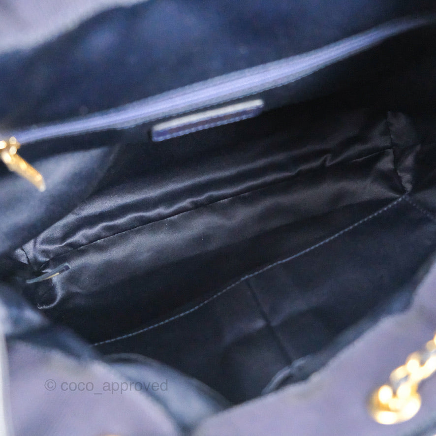 Chanel Parisian Stroll Backpack Wool Velvet Navy