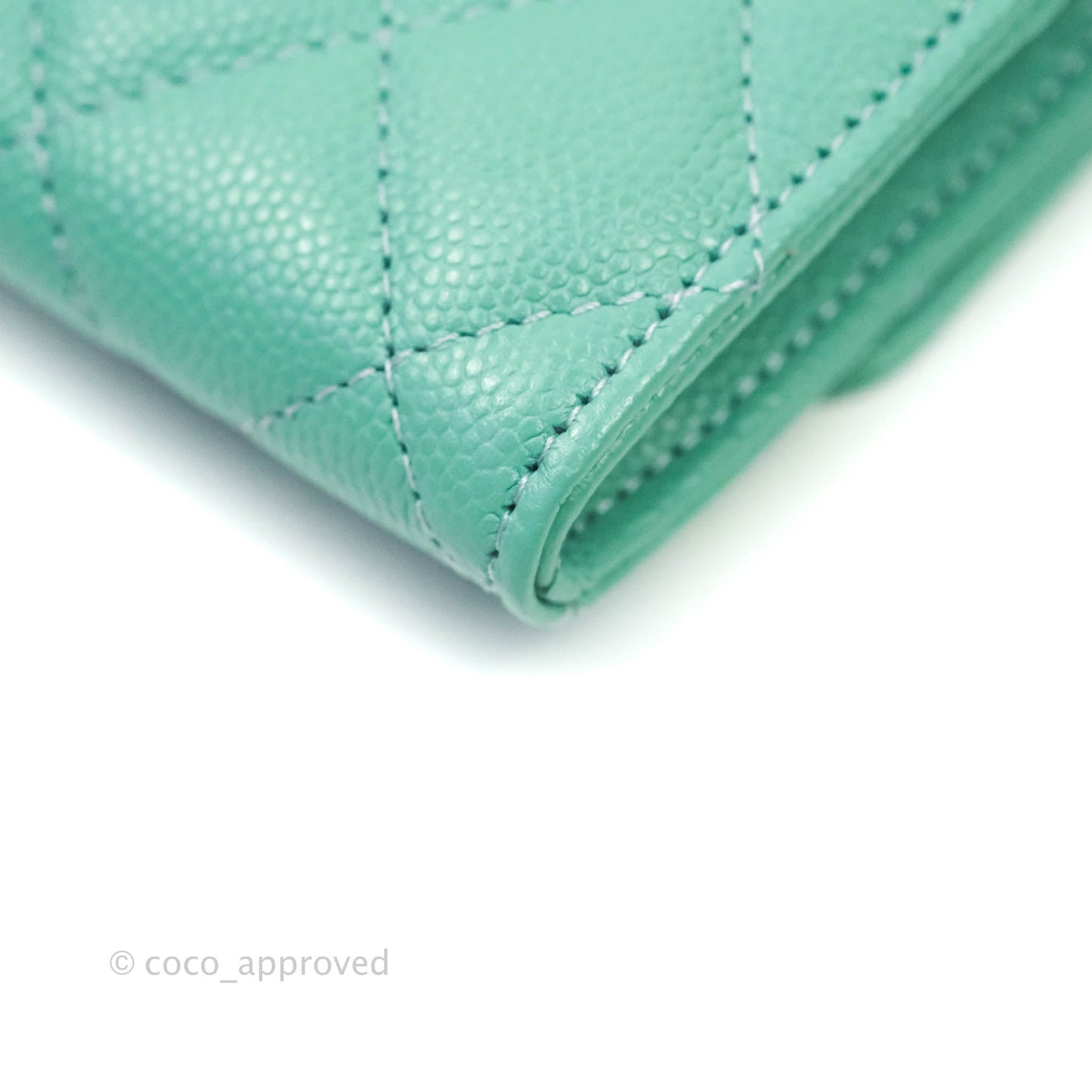 Chanel Quilted Flap Card Holder Caviar Mint Gold Hardware