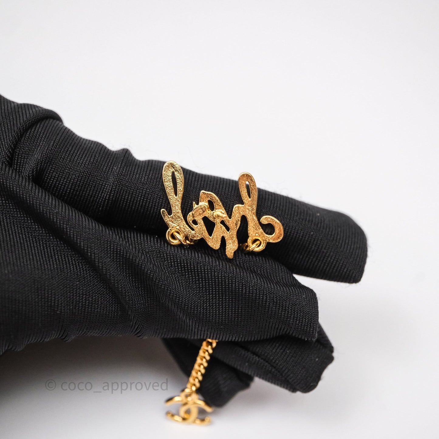 Chanel Metal Logo Drop Chain Earrings Gold Tone 24C