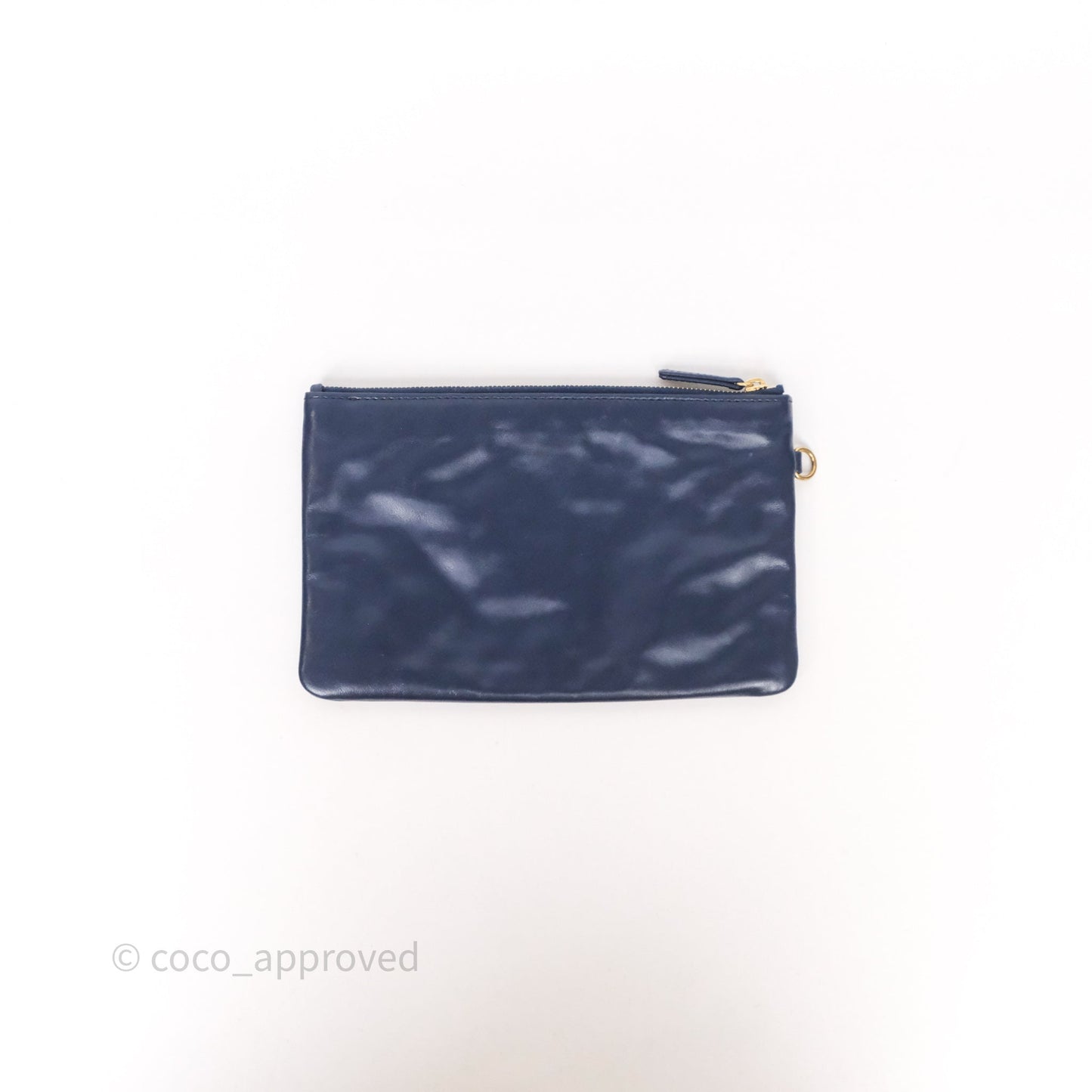 Chanel 22 Small Blue Shiny Calfskin Aged Gold Hardware
