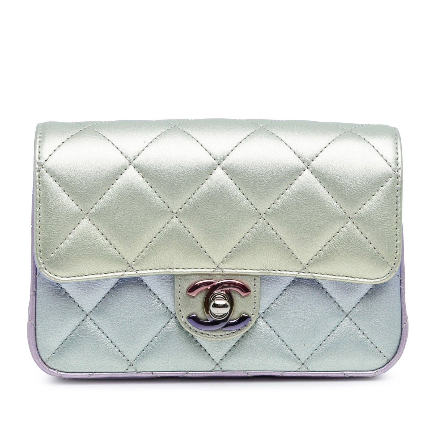 Luxury Chanel Iridescent Lambskin Wristlet Clutch Bag