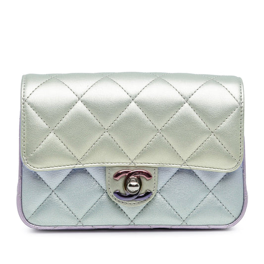 Luxury Chanel Iridescent Lambskin Wristlet Clutch Bag