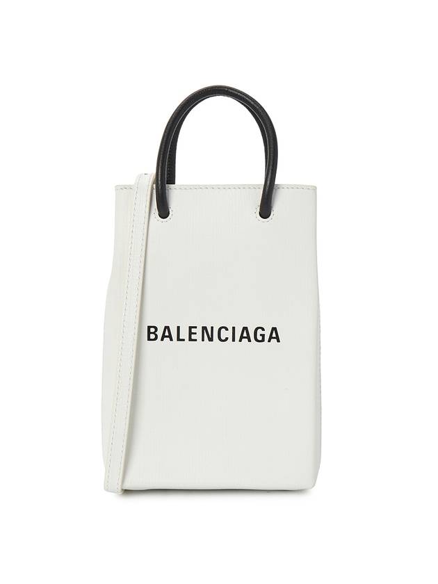 Luxury Balenciaga Logo Print Phone Holder Small Cross Bag White