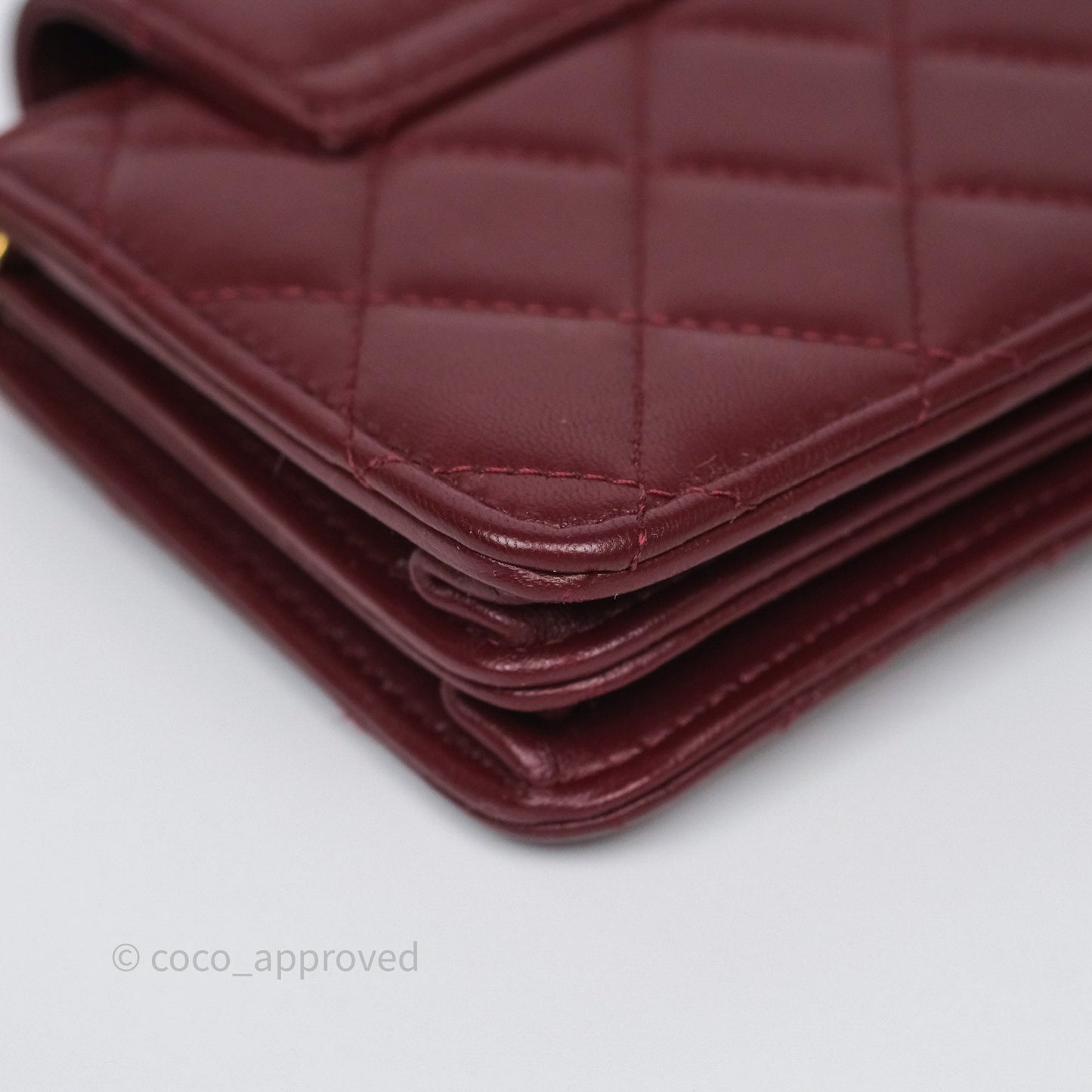 Chanel Mini WOC with CC Chain Burgundy Lambskin Gold Hardware 22K