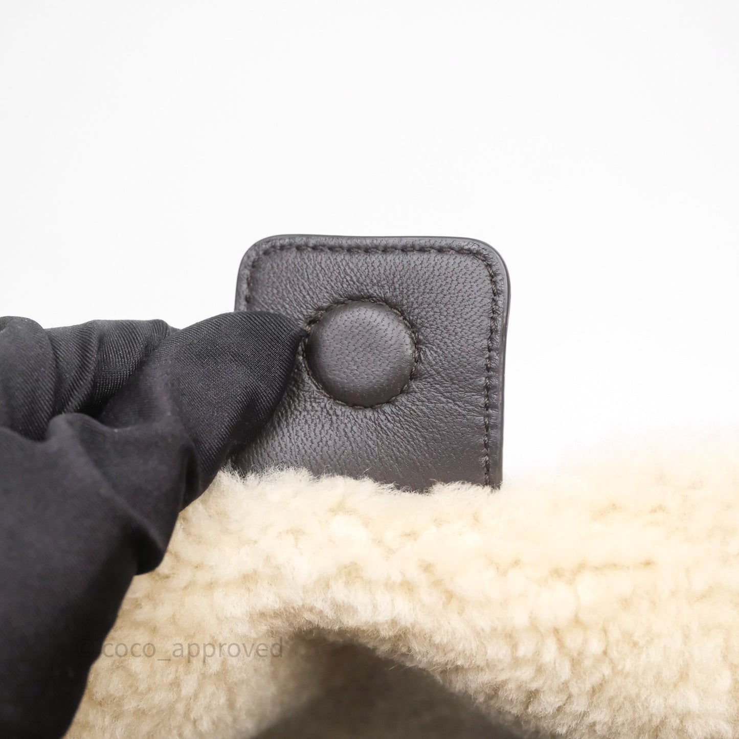 Bottega Veneta Shearling Aviator Small Andiamo Bag Brown