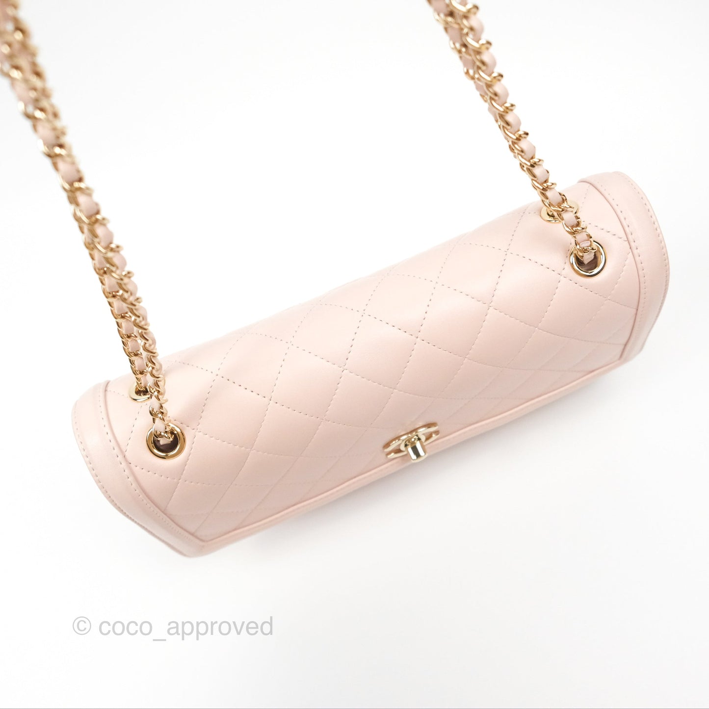 Chanel Flap Clutch With Chain Quilted Light Pink Lambskin Gold Hardware