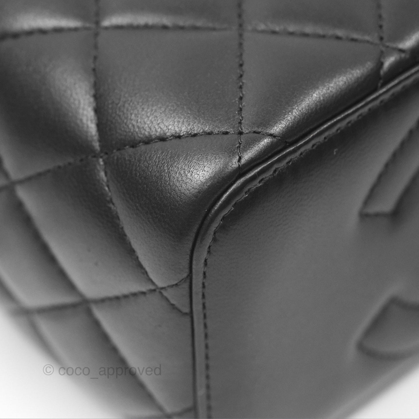 Chanel Vanity Rectangular Top Handle Black Lambskin Gold Hardware