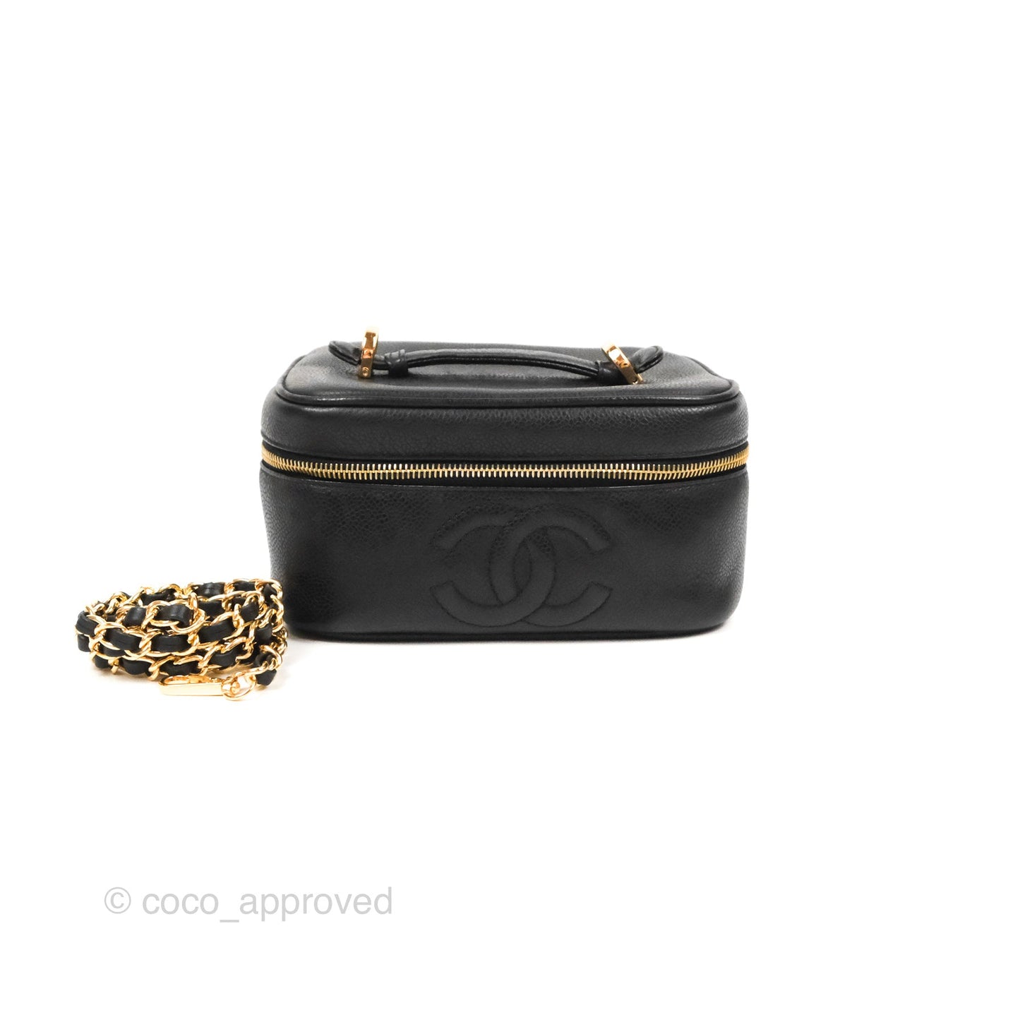 Chanel Vintage Vanity Case Black Caviar Gold Hardware