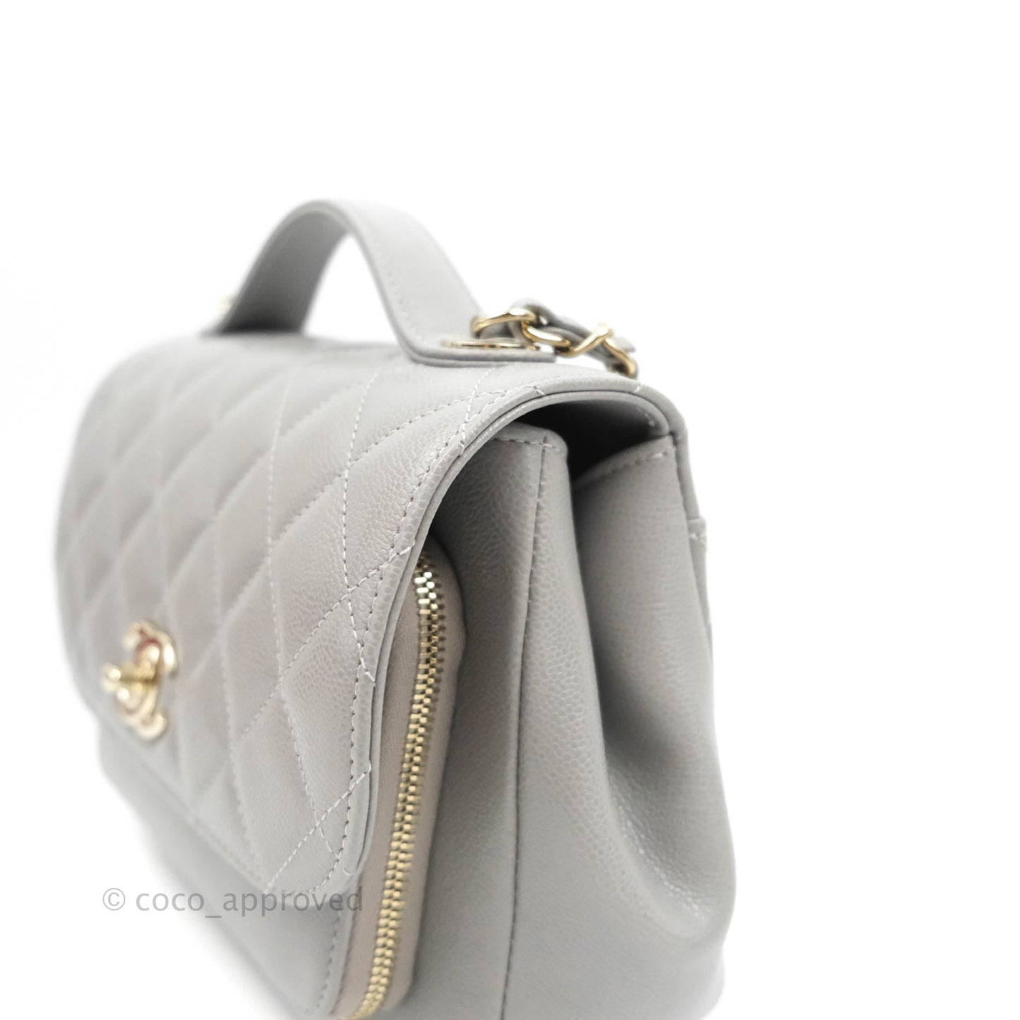 Chanel Quilted Medium Business Affinity Flap Grey Caviar Gold Hardware
