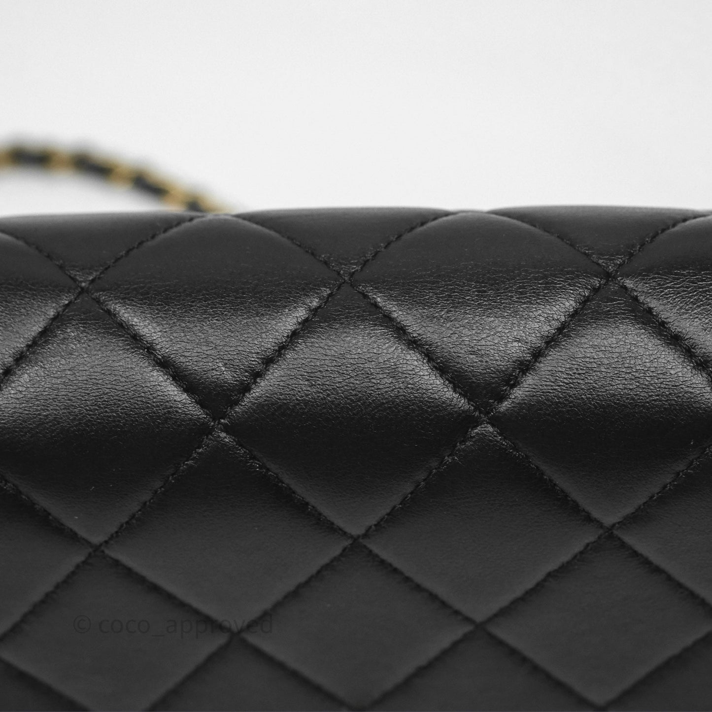 Chanel Flap Bag Black Lambskin Aged Gold Hardware 24P