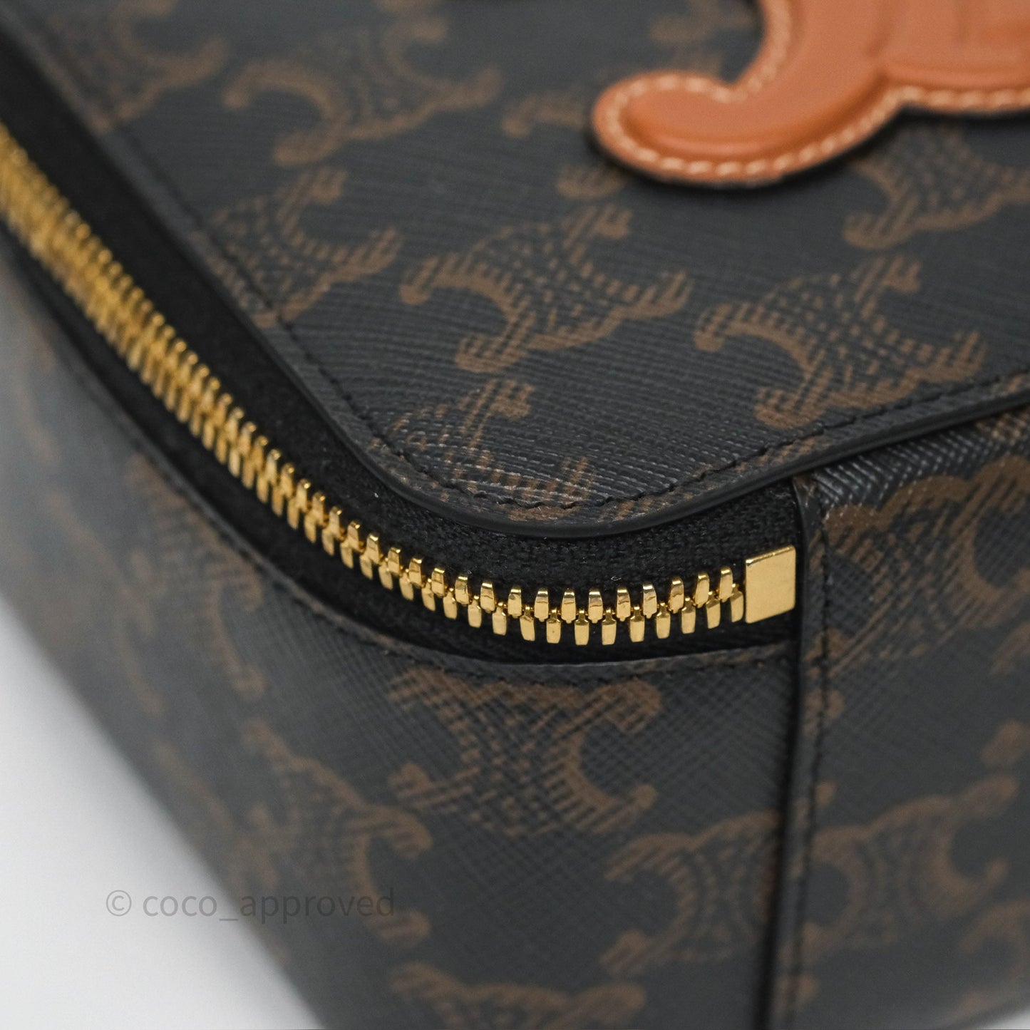 Celine Cuir Box On Chain Triomphe Canvas Tan Calfskin