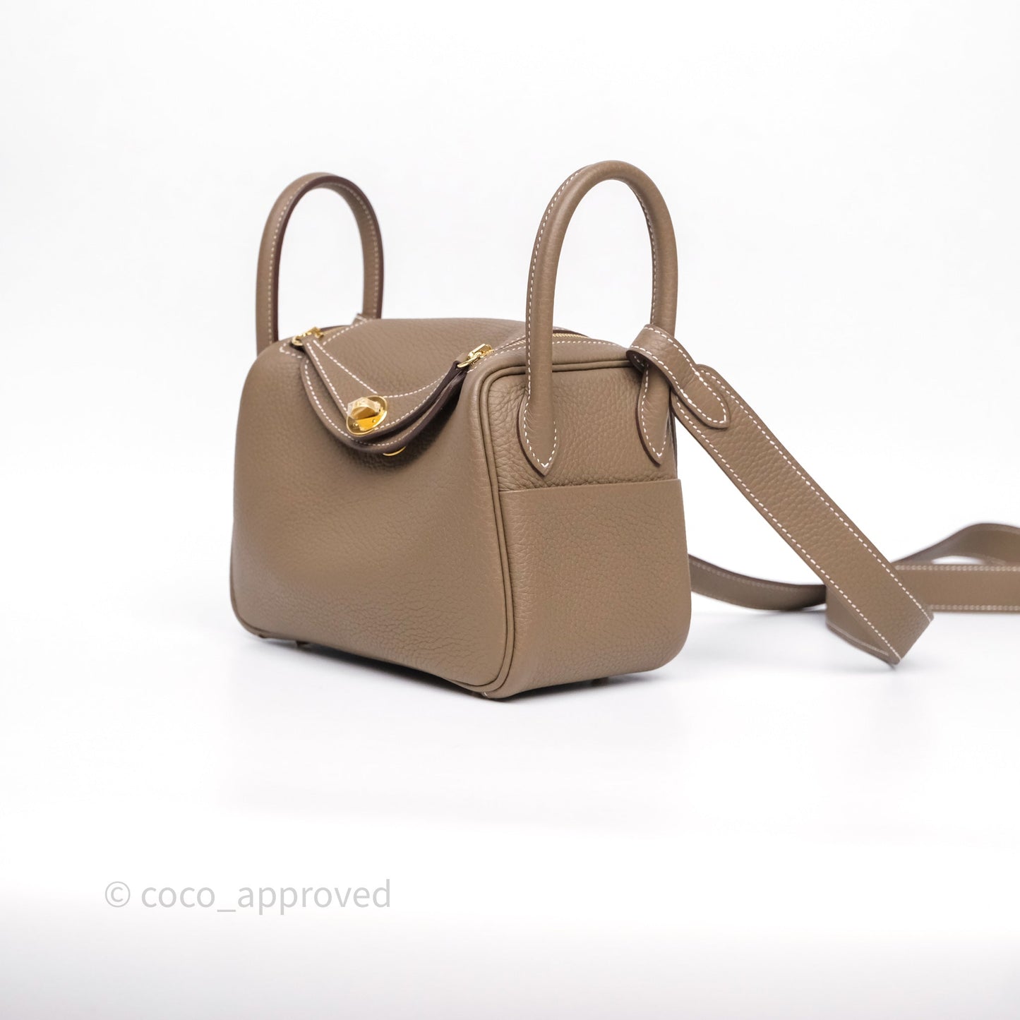 Hermès Mini Lindy 20 Etoupe 18 Clemence Gold Hardware