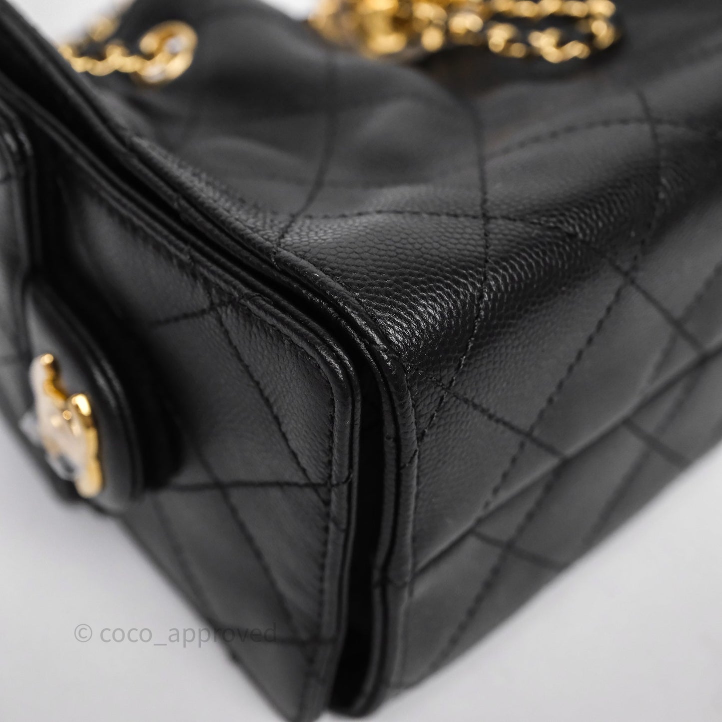 Chanel 25 Mini Bag Black Caviar Gold Hardware