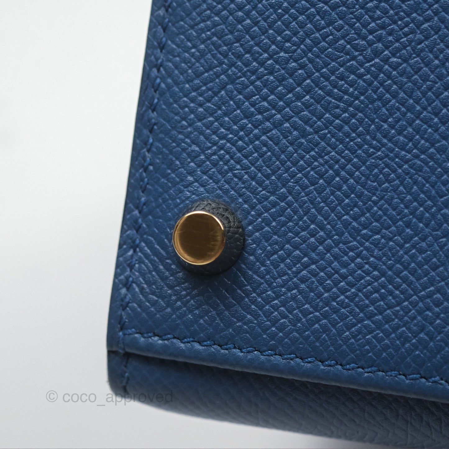 Hermès Sellier Kelly 28 Blue Epsom Gold Hardware
