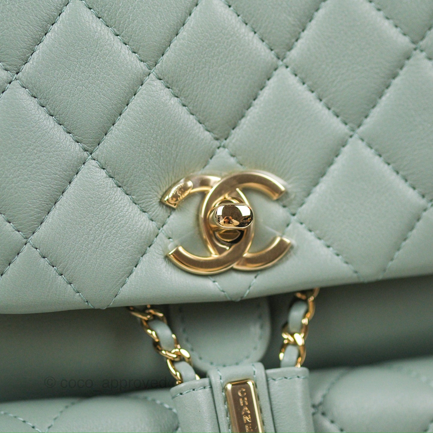 Chanel Quilted Large Duma Drawstring Backpack Tiffany Green Lambskin 23C