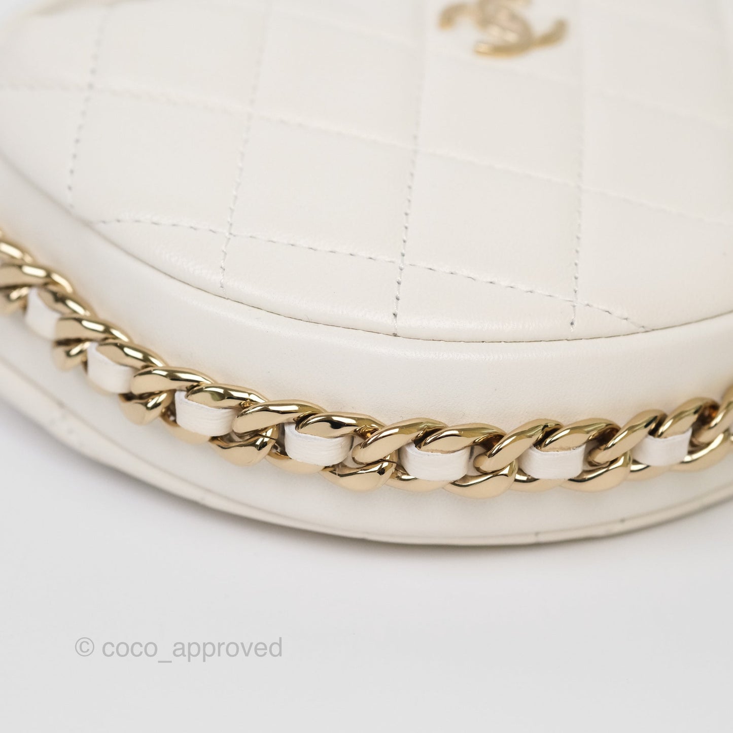 Chanel Chain Around Mini Hobo Pouch White Lambskin Gold Hardware 23C