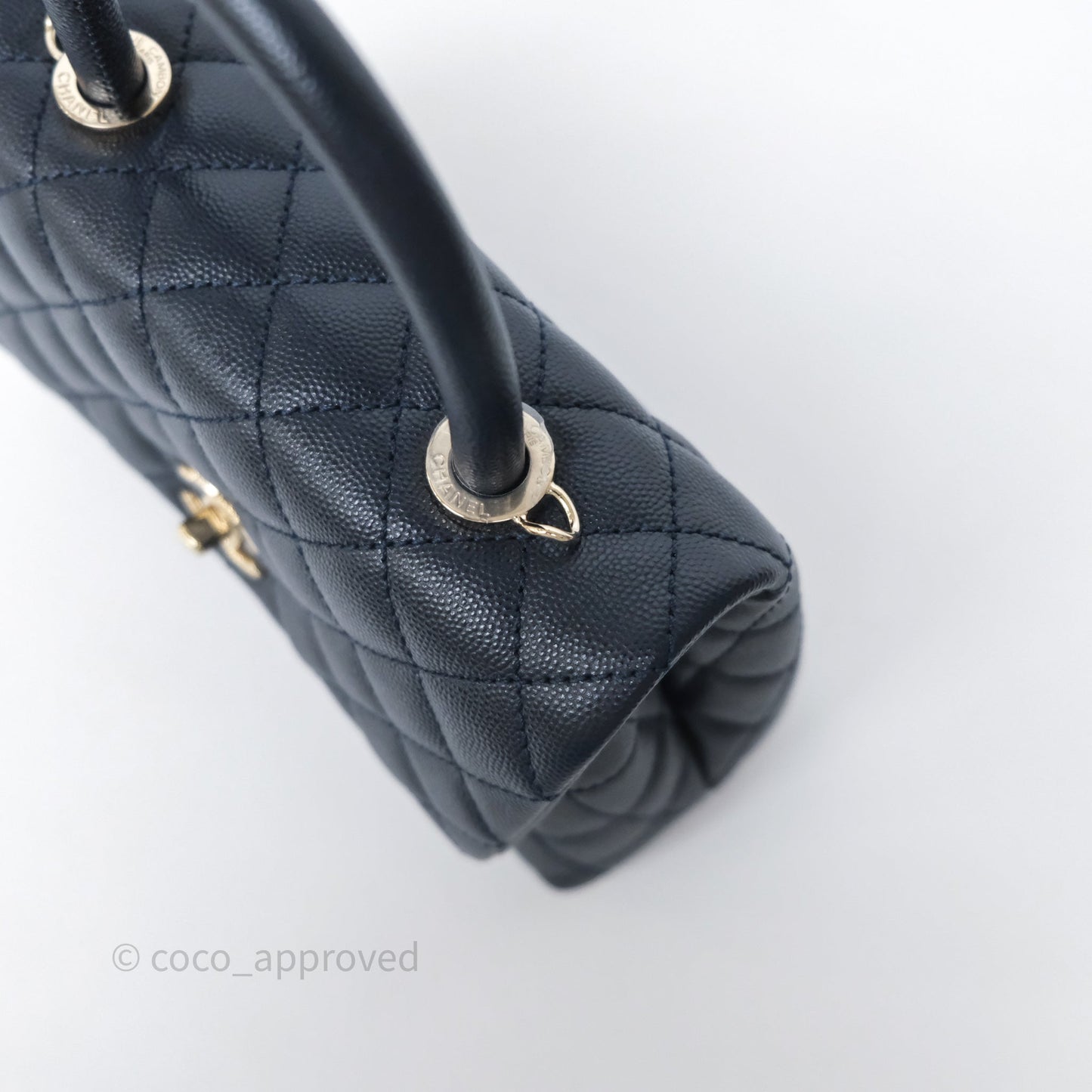 Chanel Small Coco Handle Navy Caviar Light Gold Hardware
