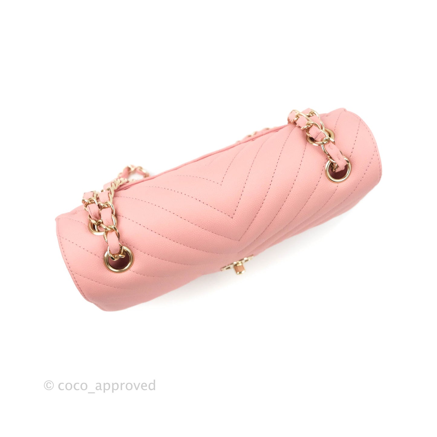 Chanel Classic Chevron S/M Small Double Flap Pink Matte Caviar Gold Hardware